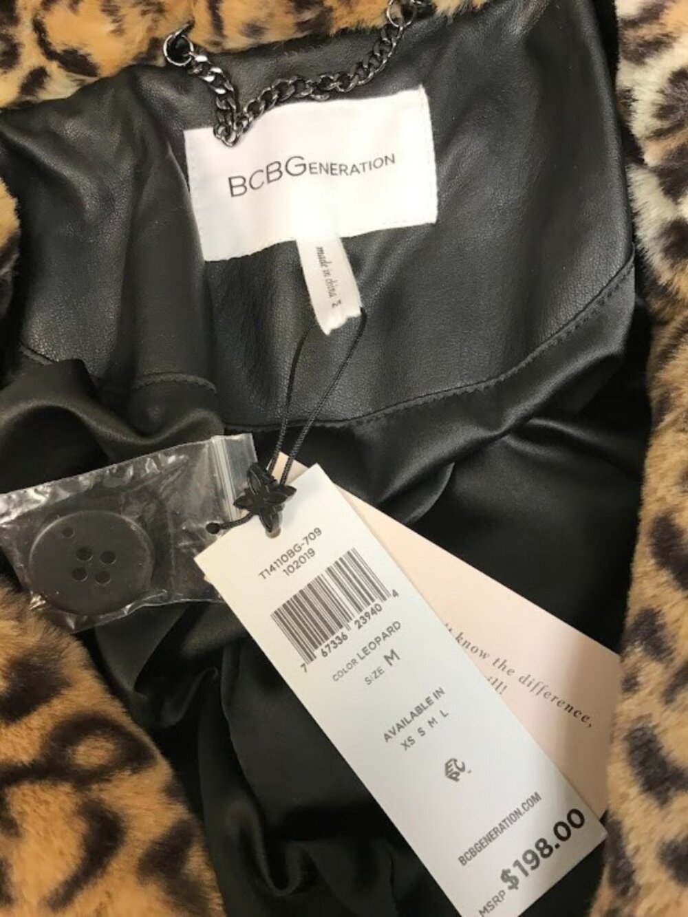 NWT BCBGeneration Leopard Animal Print Faux Fur Coat Medium - Picture 3 of 10